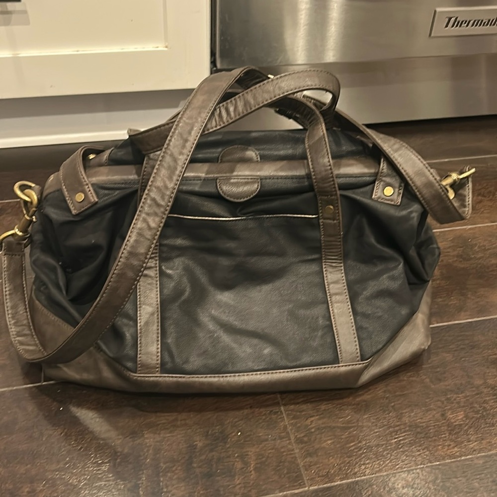 Matt & Nat bag oversized messenger laptop tote upcycled vegan faux leather brown